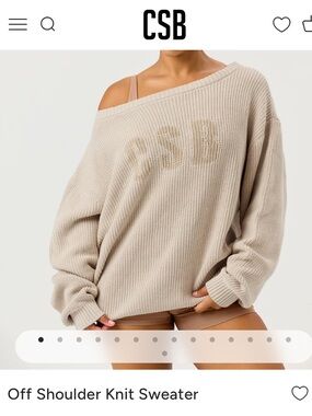 CSB Off-Shoulder Knit Sweater - Beige